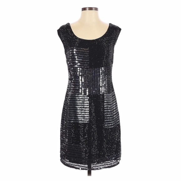 Adrianna Papell sleeveless fish scale sequins cocktail dress - Picture 5 of 8